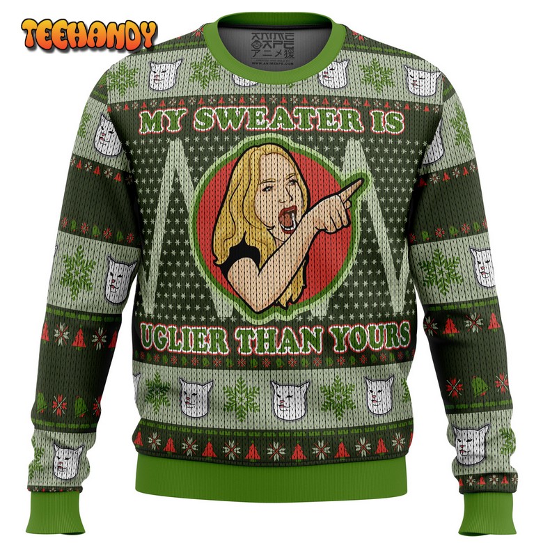 Karen Yelling at Grumpy Cat Meme Ugly Christmas Sweater