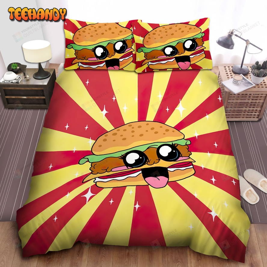 Kawaii Hamburger Cartoon Character Spread Comforter Bedding Sets