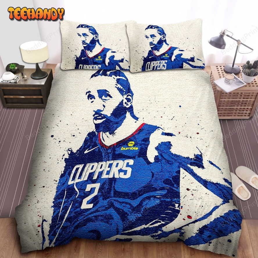 Kawhi Leonard Silhouette In Signature Colors Of Los Angeles Clippers Bedding Sets