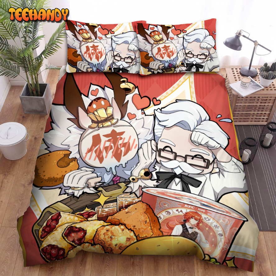 Kfc Colonel Sanders In Collaboration With Genshin Impact Poster Bedding Sets