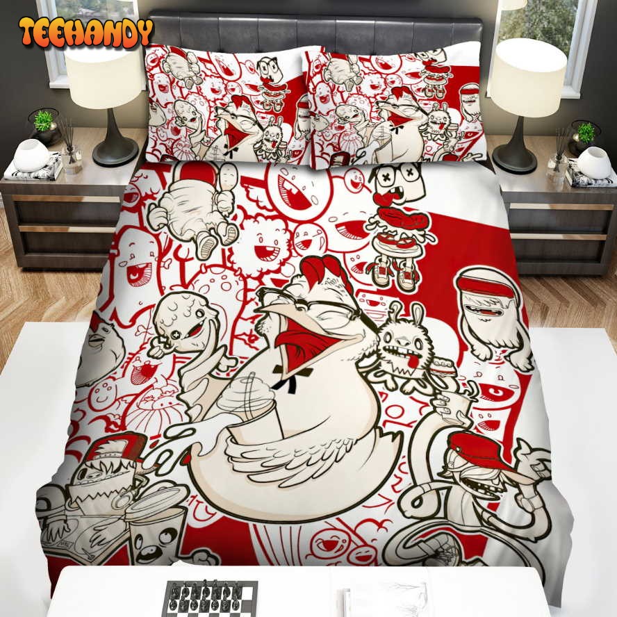 Kfc Doodles Illustration Poster Bed Sheets Spread Duvet Cover Bedding Sets