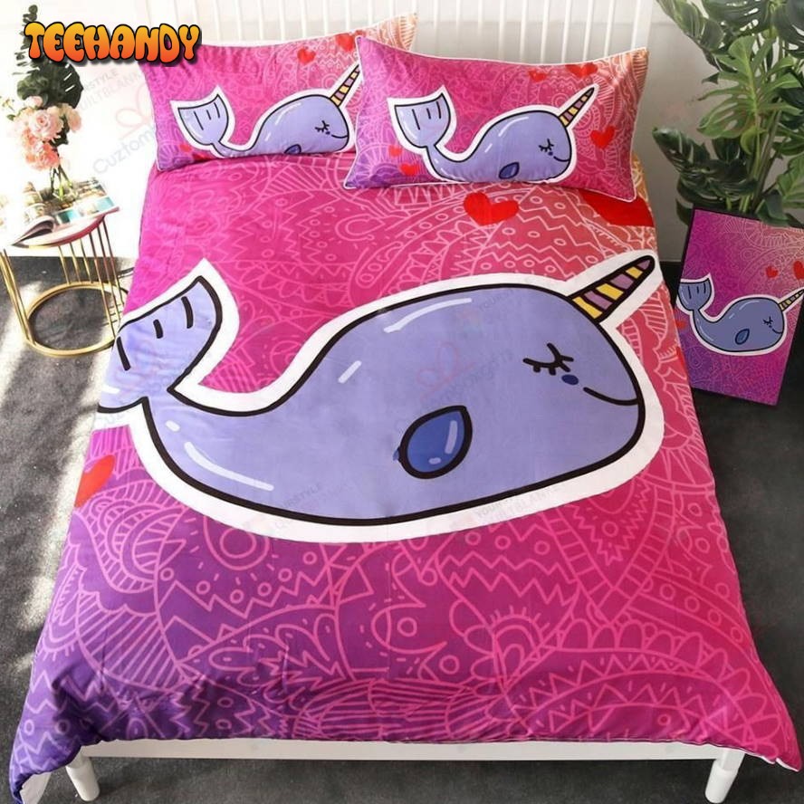 Kids Cartoon Narwhal Bedding Set (Duvet Cover and Pillow Cases)