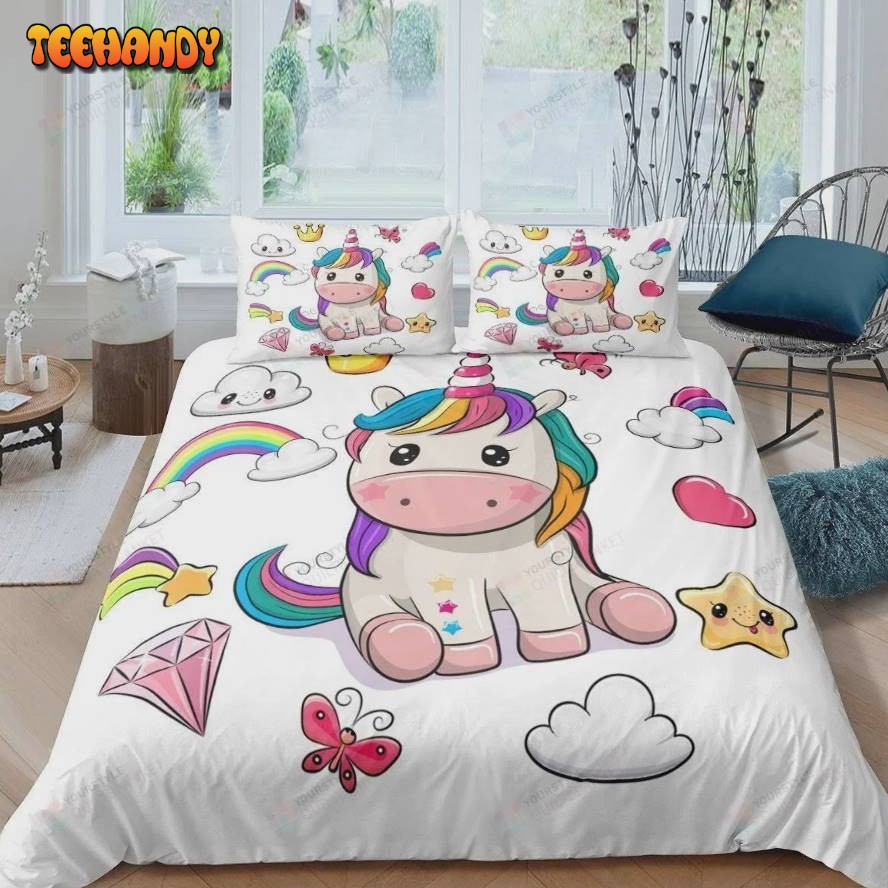 Kids Cartoon Unicorn Cotton Comforter Bedding Sets Perfect Gifts For Unicorn Lover