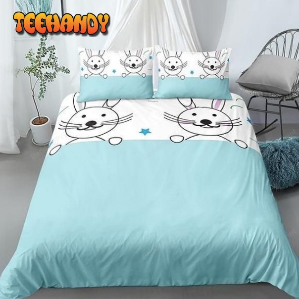 Kids Rabbit Printed Bed Sheets Duvet Cover Bedding Sets