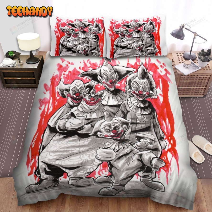 Killer Klowns From Outer Space Movie Red Background Comforter Bedding Sets