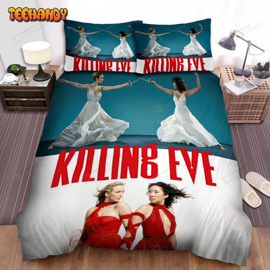 Killing Eve (2018–2022) Movie Poster Fanart 2 Bed Sheets Duvet Cover Bedding Sets