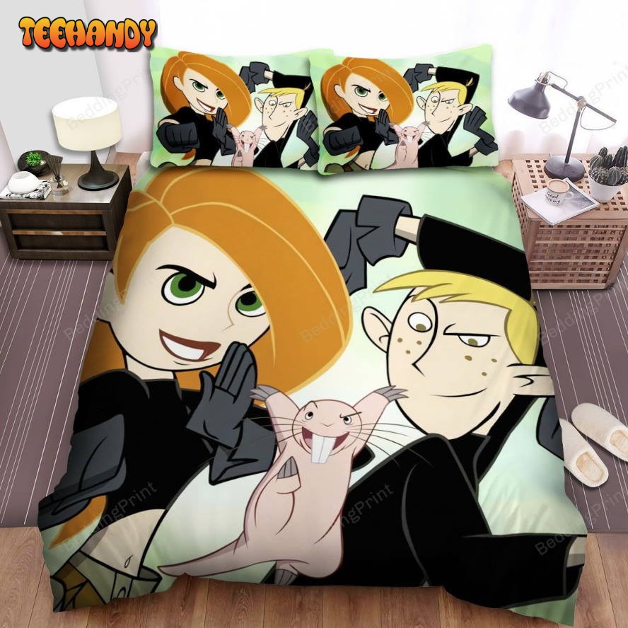 Kim Possible Ron And Rufus Posing Bed Sheets Spread Duvet Cover Bedding Sets