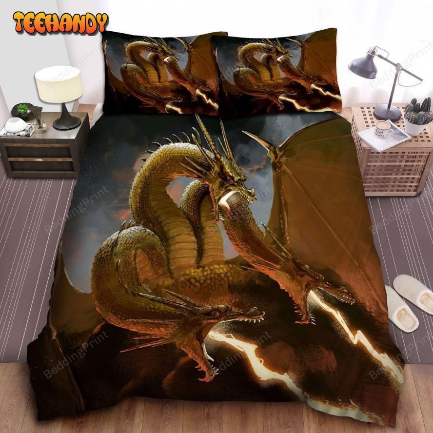 King Ghidorah Releases Thunder Spark Painting Duvet Cover Bedding Sets