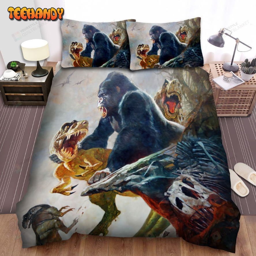 King Kong Movie Dinosaur Photo Spread Comforter Duvet Cover Bedding Sets