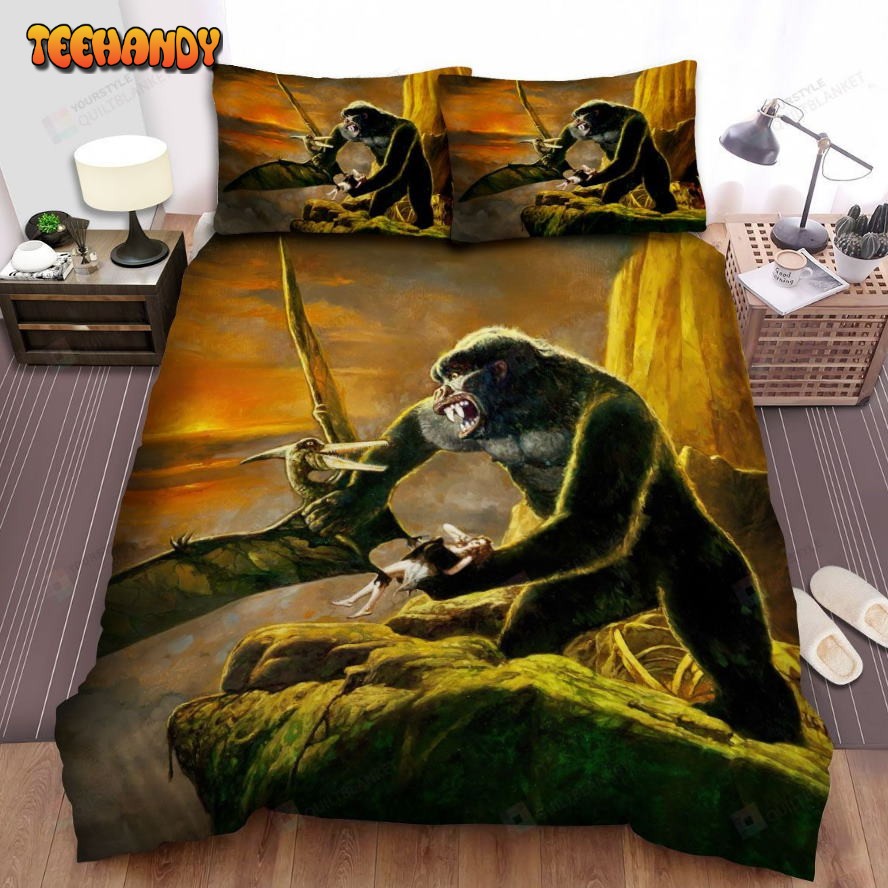 King Kong Movie Drawing Photo Ed Sheets Spread Comforter Bedding Sets