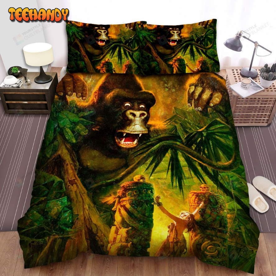 King Kong Movie Scare Girl Photo Spread Comforter Duvet Cover Bedding Sets