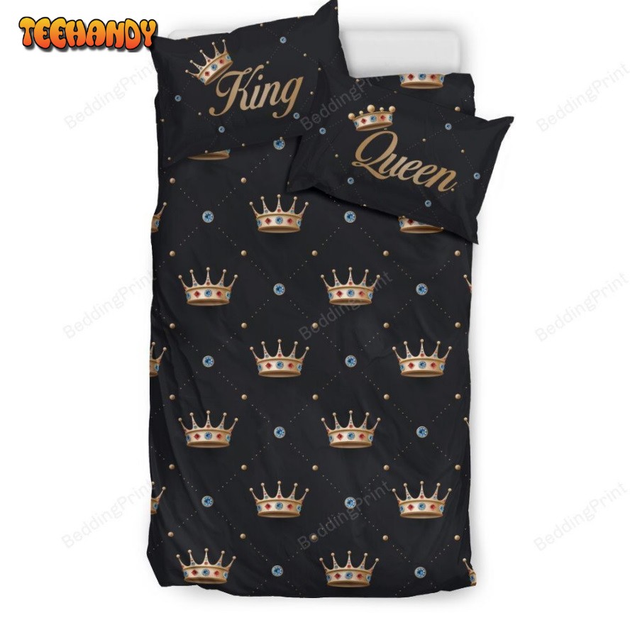 King Queen Crown With Blue Diamond Bed Sheets Duvet Cover Bedding Sets