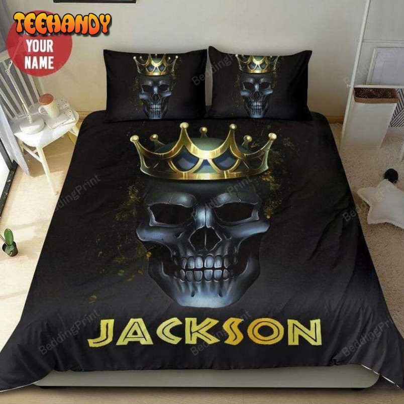 King Skull Personalized Custom Name Duvet Cover Bedding Set