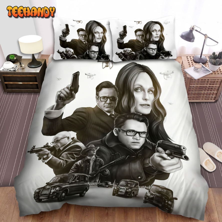 Kingsman The Golden Circle Movie Black And White Poster Comforter Bedding Sets