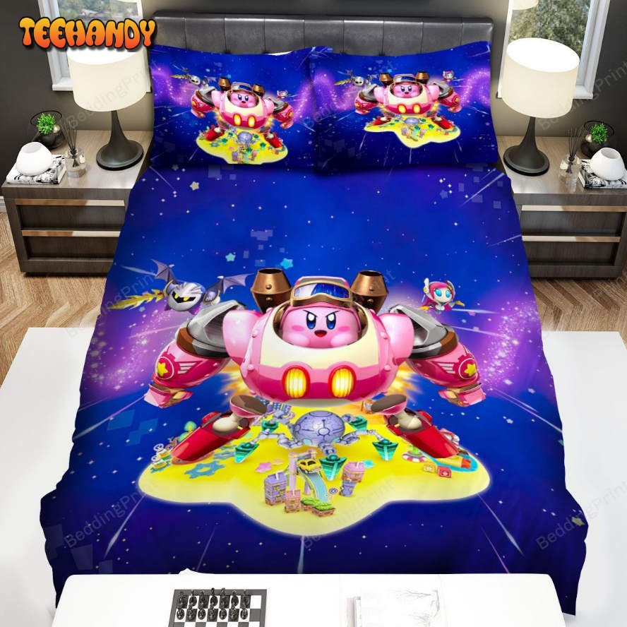 Kirby Robot In Galaxy Bed Sheets Duvet Cover Bedding Sets