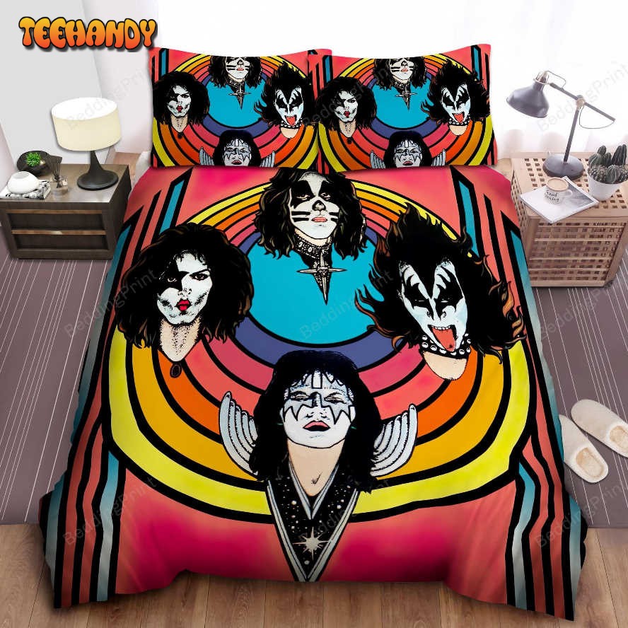 Kiss Band Cartoon Members Heads Bed Sheet Duvet Cover Bedding Sets