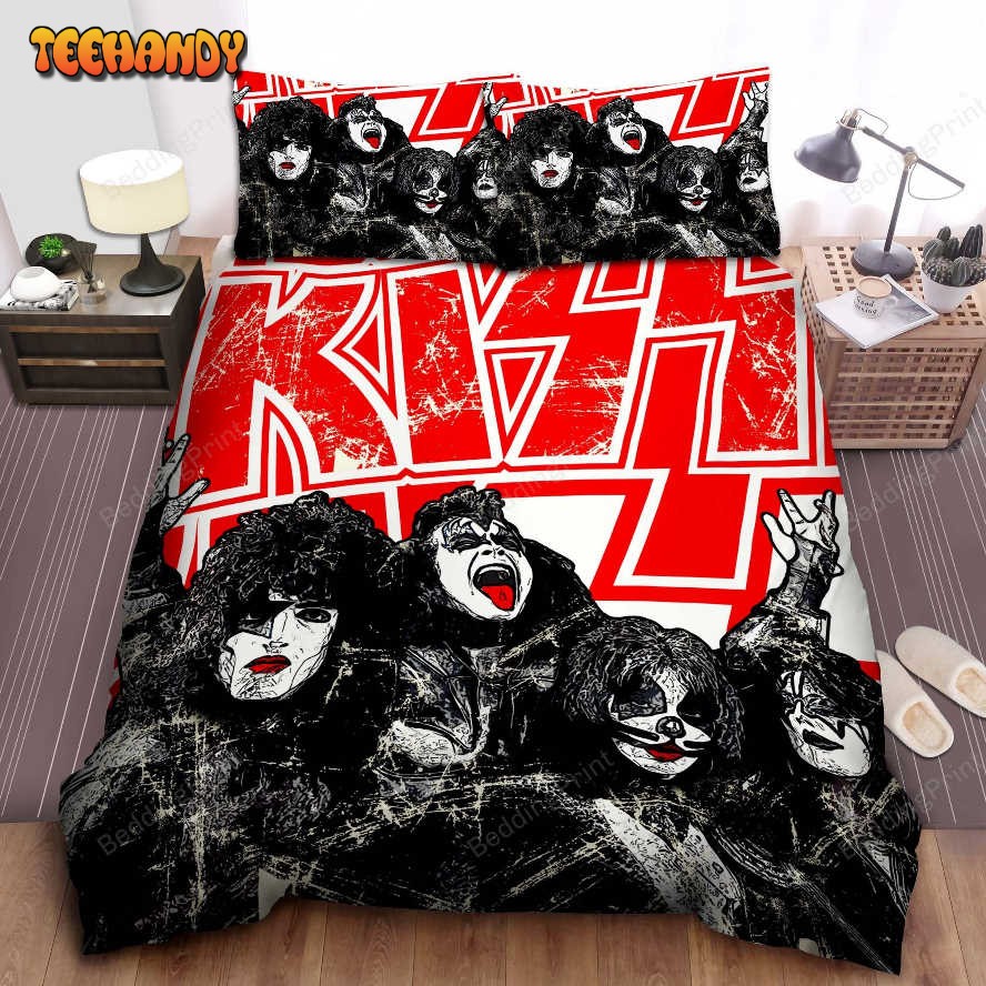 Kiss Band Grunge Vintage Metal Rock Poster Bed Sheet Duvet Cover Bedding Sets