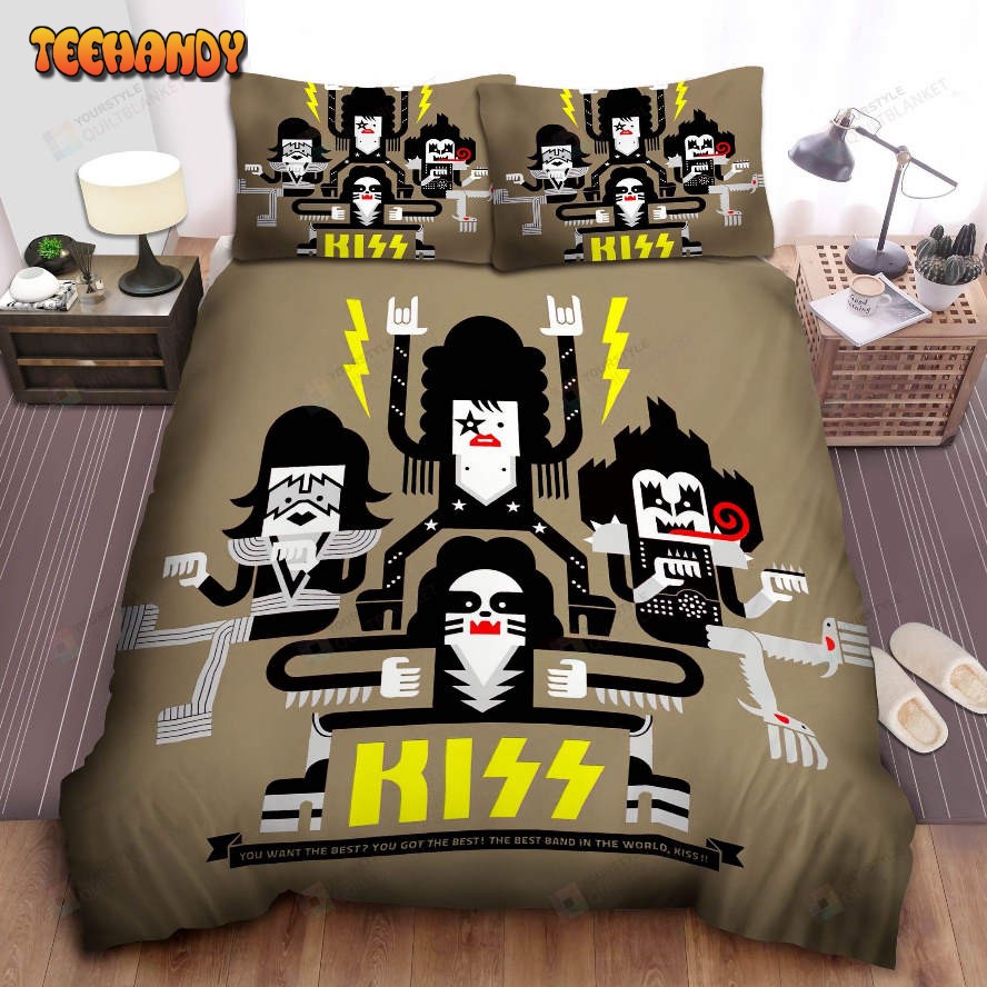 Kiss Band Illustration Metal Art Spread Comforter Duvet Cover Bedding Sets