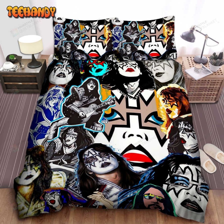 Kiss Band Images Collage Bed Sheet Spread Comforter Duvet Cover Bedding Sets