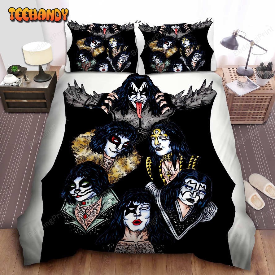 Kiss Band Under Bat Wings Grunge Metal Rock Art Bedding Sets