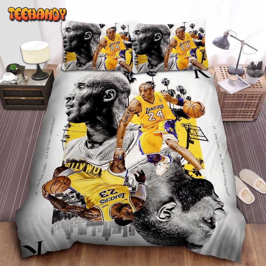 Kobe Bryant &amp Lebron James King Card Bed Sheets Duvet Cover Bedding Sets