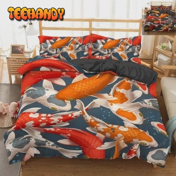 Koi Fish Pattern Bed Sheets Duvet Cover Bedding Sets