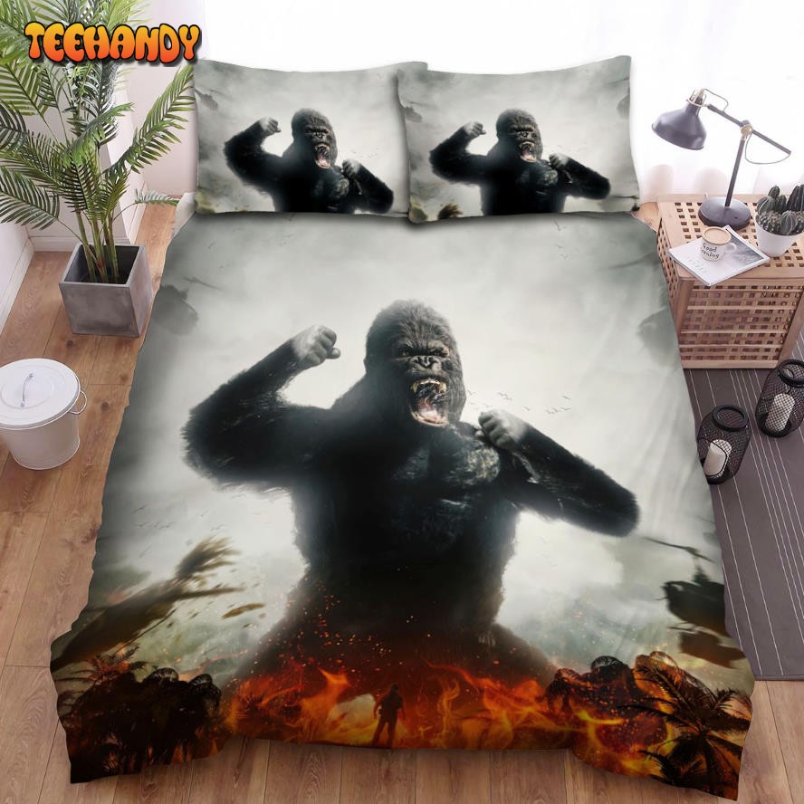 Kong Skull Island (2017) Movie Poster Fanart 4 Bed Sheets Duvet Cover Bedding Sets