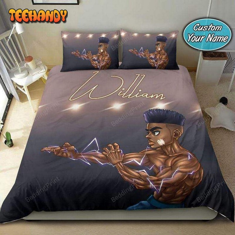 Kung Fu Black Boy African Personalized Custom Name Bedding Set