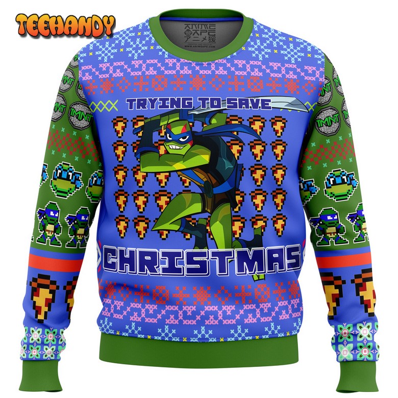 Leonardo Rise of the Teenage Mutant Ninja Turtles Ugly Sweater