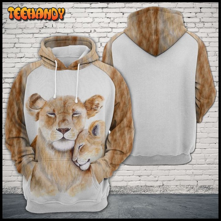 Lion Family 3D Printed Hoodie Zipper Hoodie