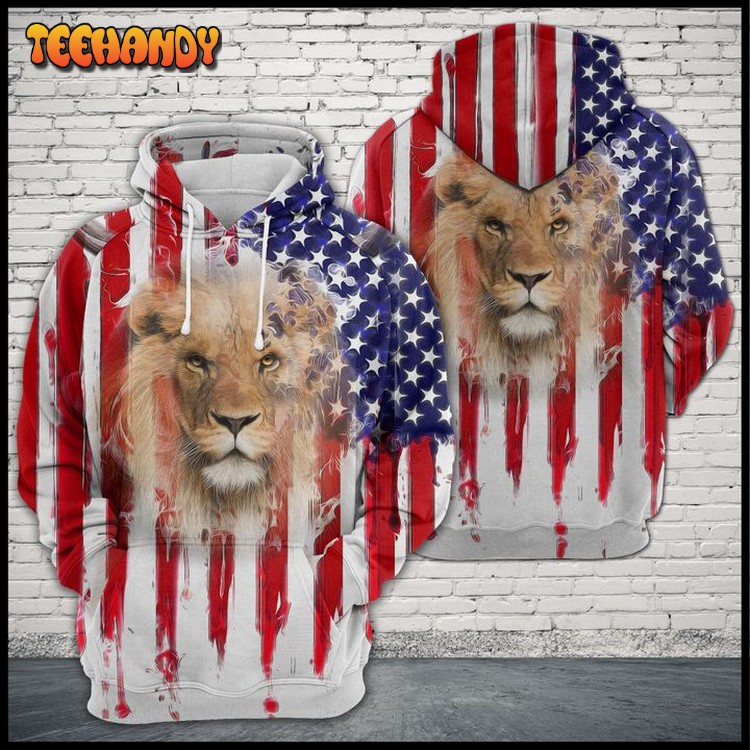 Lion Usa Flag 3D Printed Hoodie Zipper Hoodie