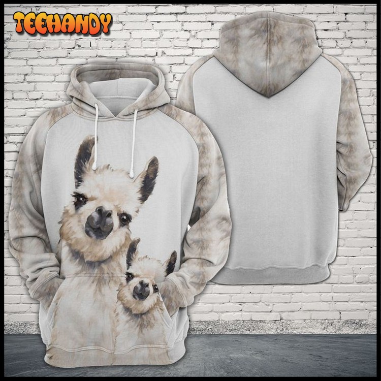 Llama Family 3D Printed Hoodie Zipper Hoodie