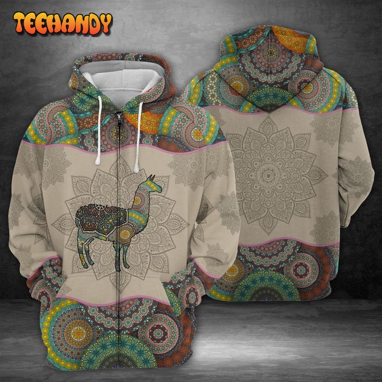 Llama Zip 3D Printed Hoodie Zipper Hoodie