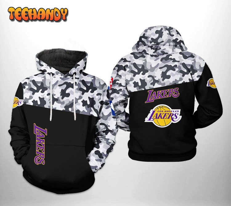 Los Angeles Lakers NBA Camo Veteran Team 3D Printed Hoodie