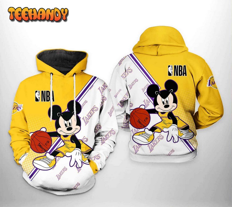 Los Angeles Lakers NBA Mickey 3D Printed Hoodie Zipper Hoodie