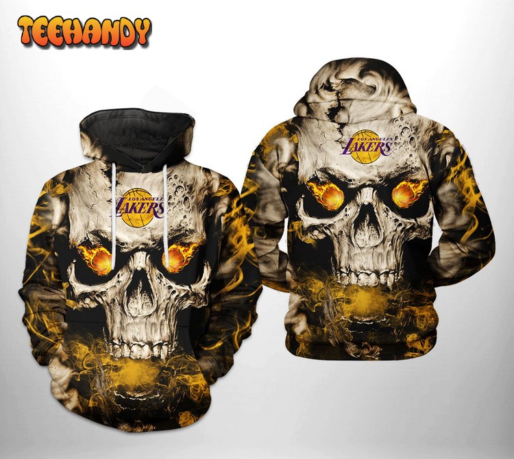 Los Angeles Lakers NBA Skull 3D Printed Hoodie Zipper Hoodie