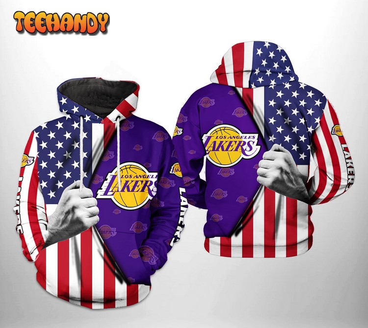 Los Angeles Lakers NBA US Flag Team 3D Printed Hoodie