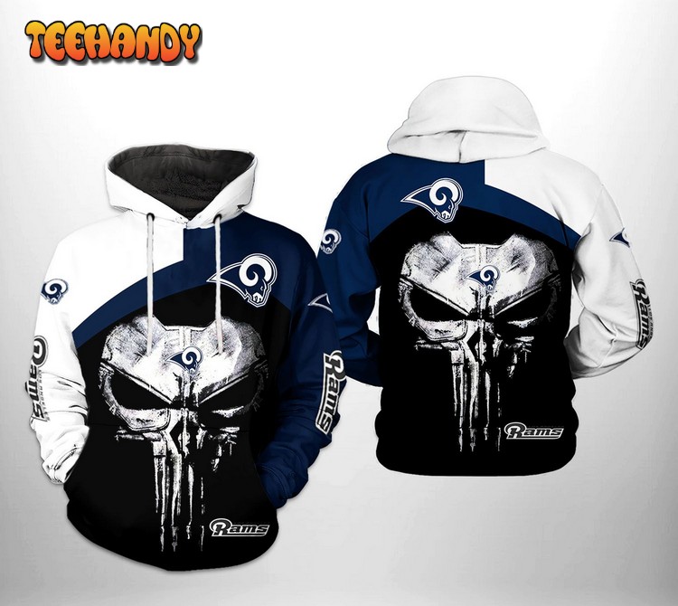 Los Angeles Rams NFL Skull Punisher Team 3D Printed Hoodie