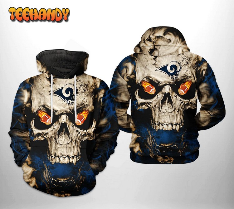 Los Angeles Rams NFL Skull Team 3D Printed Hoodie Zipper Hoodie