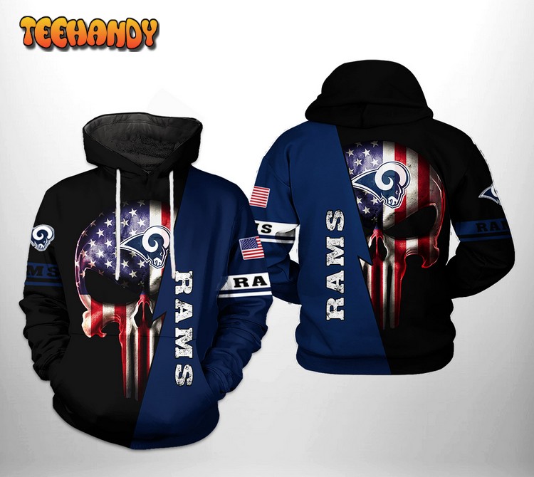 Los Angeles Rams NFL US Flag Skull Team 3D Printed Hoodie