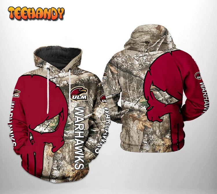 Louisiana Monroe Warhawks NCAA Camo Veteran Hunting 3D Hoodie