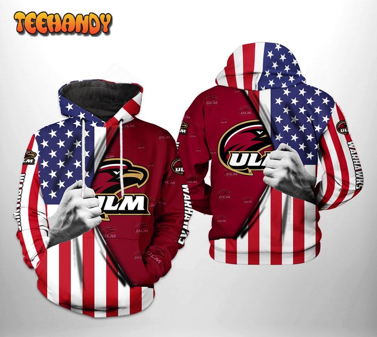 Louisiana Monroe Warhawks NCAA US Flag 3D Printed Hoodie