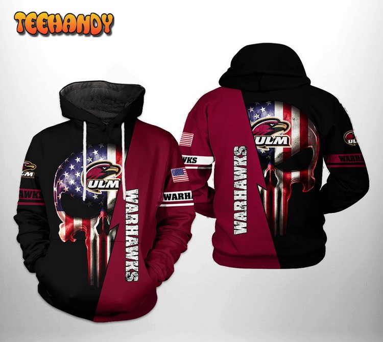 Louisiana Monroe Warhawks NCAA US Flag Skull 3D Printed Hoodie