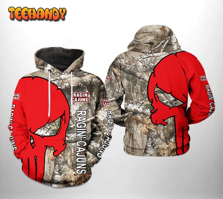 Louisiana Ragin’ Cajuns NCAA Camo Veteran Hunting 3D Printed Hoodie