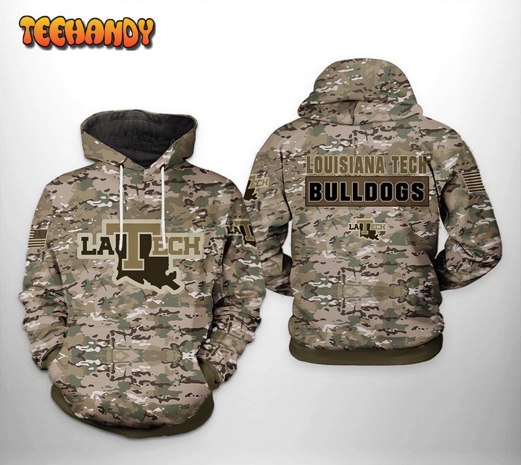 Louisiana Tech Bulldogs NCAA Camo Veteran 3D Printed Hoodie