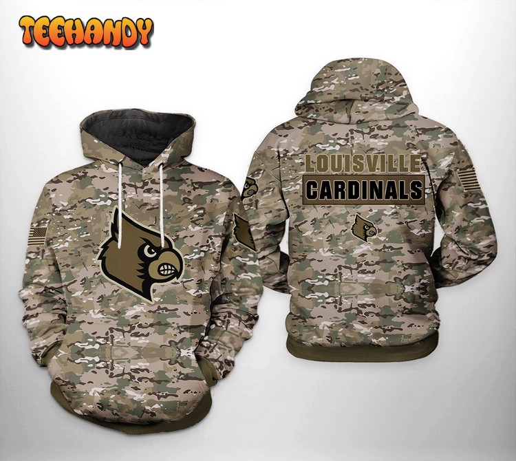 Louisville Cardinals NCAA Camo Veteran 3D Printed Hoodie Zipper Hoodie