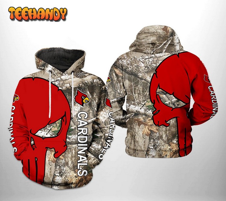 Louisville Cardinals NCAA Camo Veteran Hunting 3D Printed Hoodie