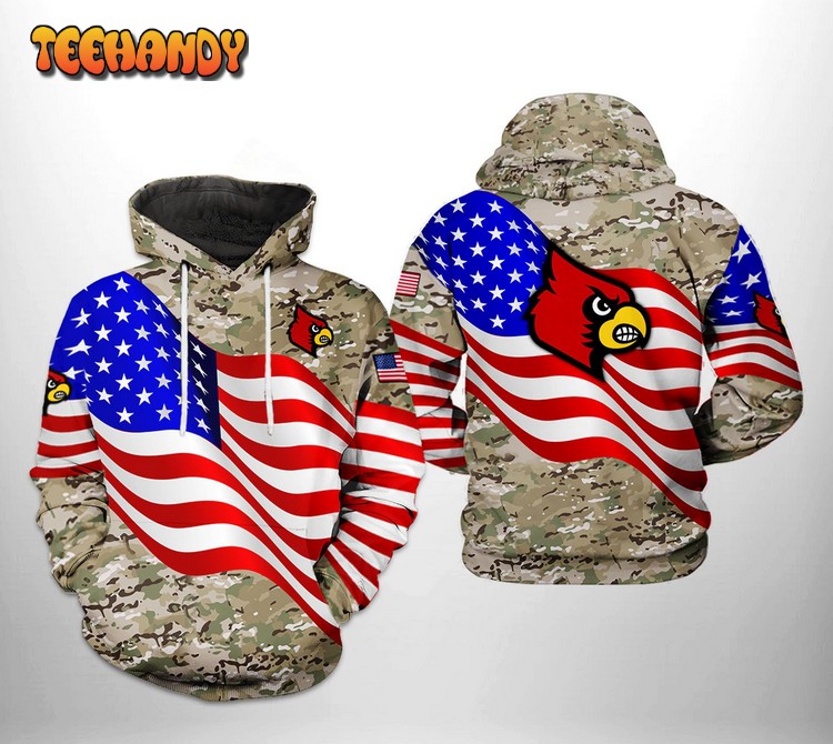 Louisville Cardinals NCAA US Flag Camo Veteran 3D Printed Hoodie