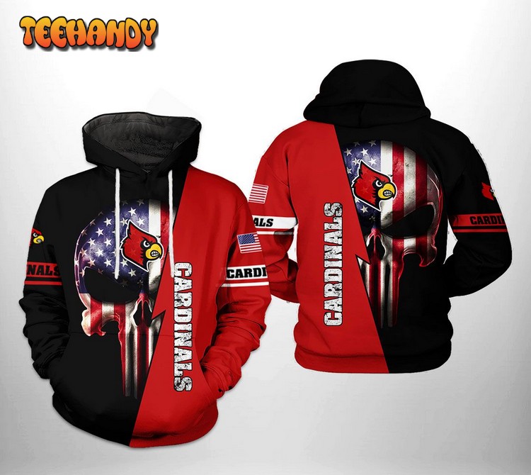 Louisville Cardinals NCAA US Flag Skull 3D Printed Hoodie Zipper Hoodie