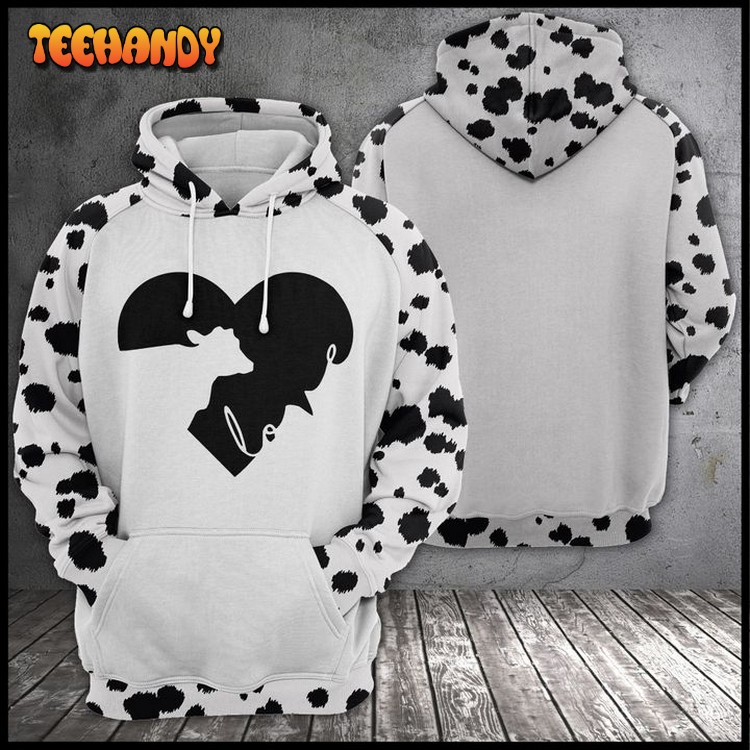 Love Cow 3D Printed Hoodie Zipper Hoodie